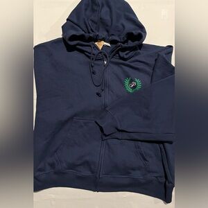 New Victoria’s Secret Pink Full Zip Hoodie Blue  (S) Drawstring Logo NWT